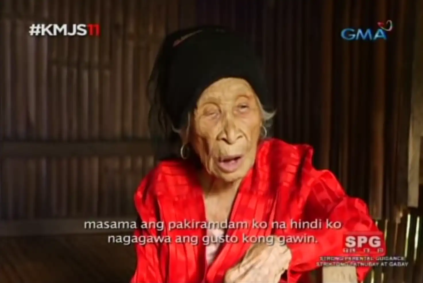 Lola Feliza expressing her displeasure at not being able to do the things that she wanted to do. Screengrab from Kapuso Mo, Jessica Soho.