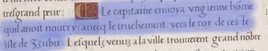 Passage in Pigafetta&rsquo;s 1525 manuscript where Magellan sends a young man that he had taken under his wing along with the interpreter, Enrique, to speak to the king of Cebu.