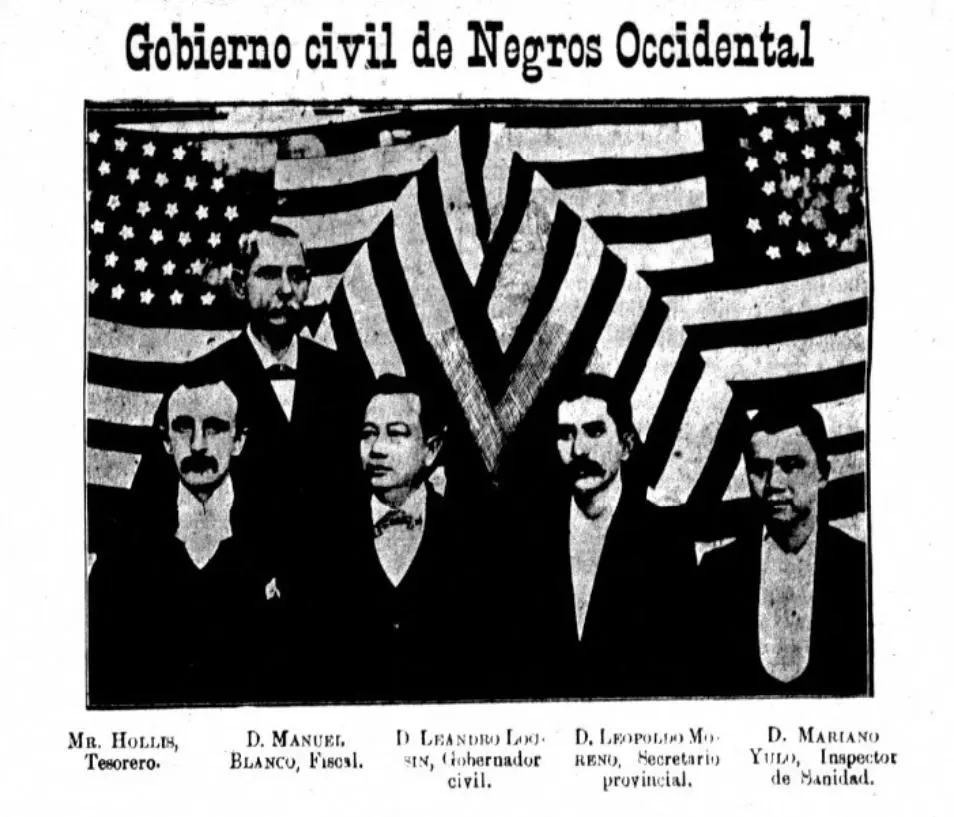 Taken from El Progreso, 16 April 1903. Notice the American flag draped behind the officials.