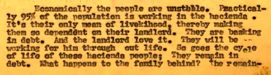 A 1950s report of the situation in Katingal-an, San Carlos.